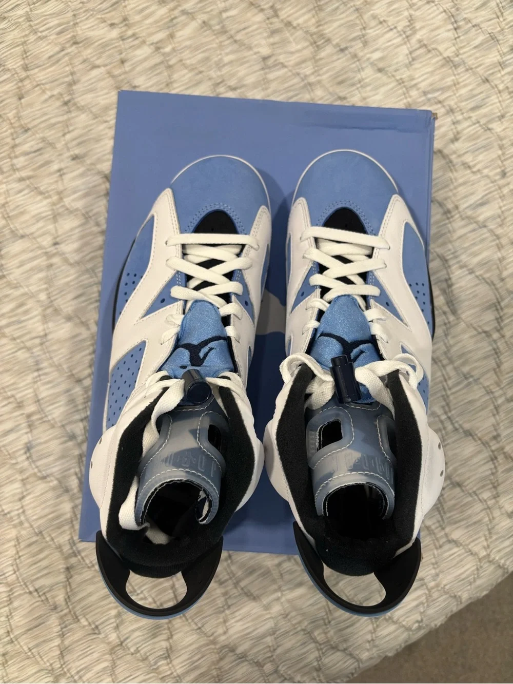 Jordan Retro High-Top Sneakers in Light Blue and White